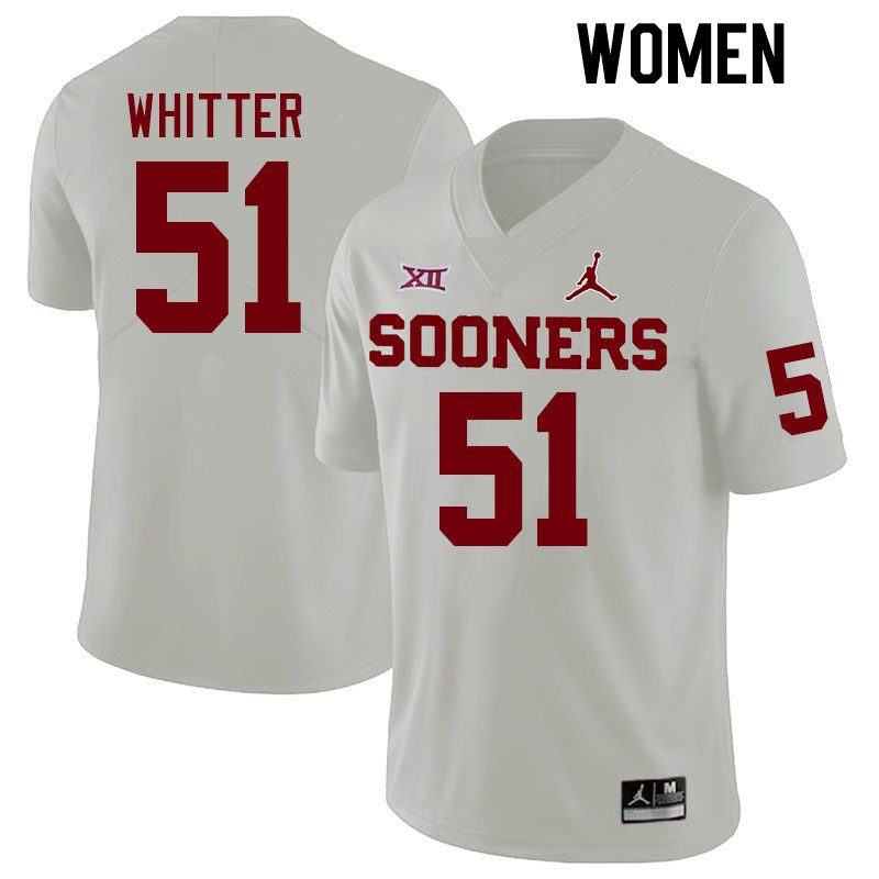 Women #51 Shane Whitter Oklahoma Sooners College Football Jerseys Stitched-White